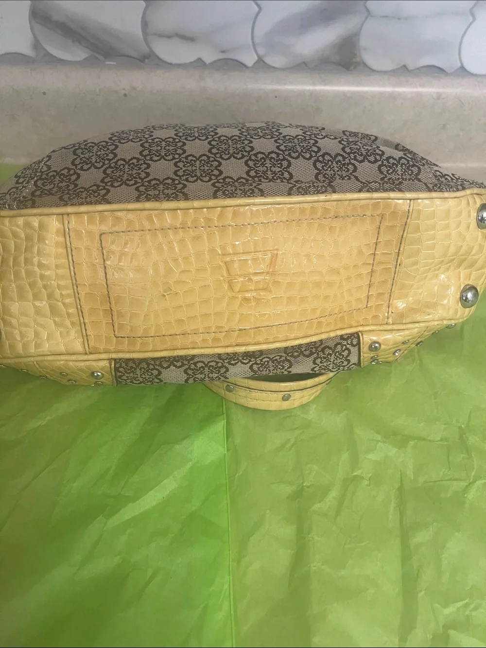 Yellow Kathy Van Zeeland Accent Pattern Print Women's Satchel by